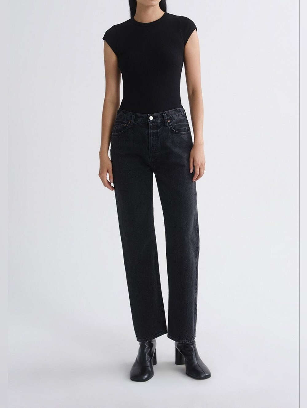 AGOLDE 90s Pinch Waist High Rise Straight Jeans Vanta Black 29